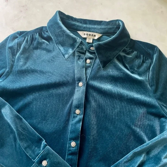 Boden Jewel Button Velvet Shirt, Size 6, NWOT - Picture 9 of 15